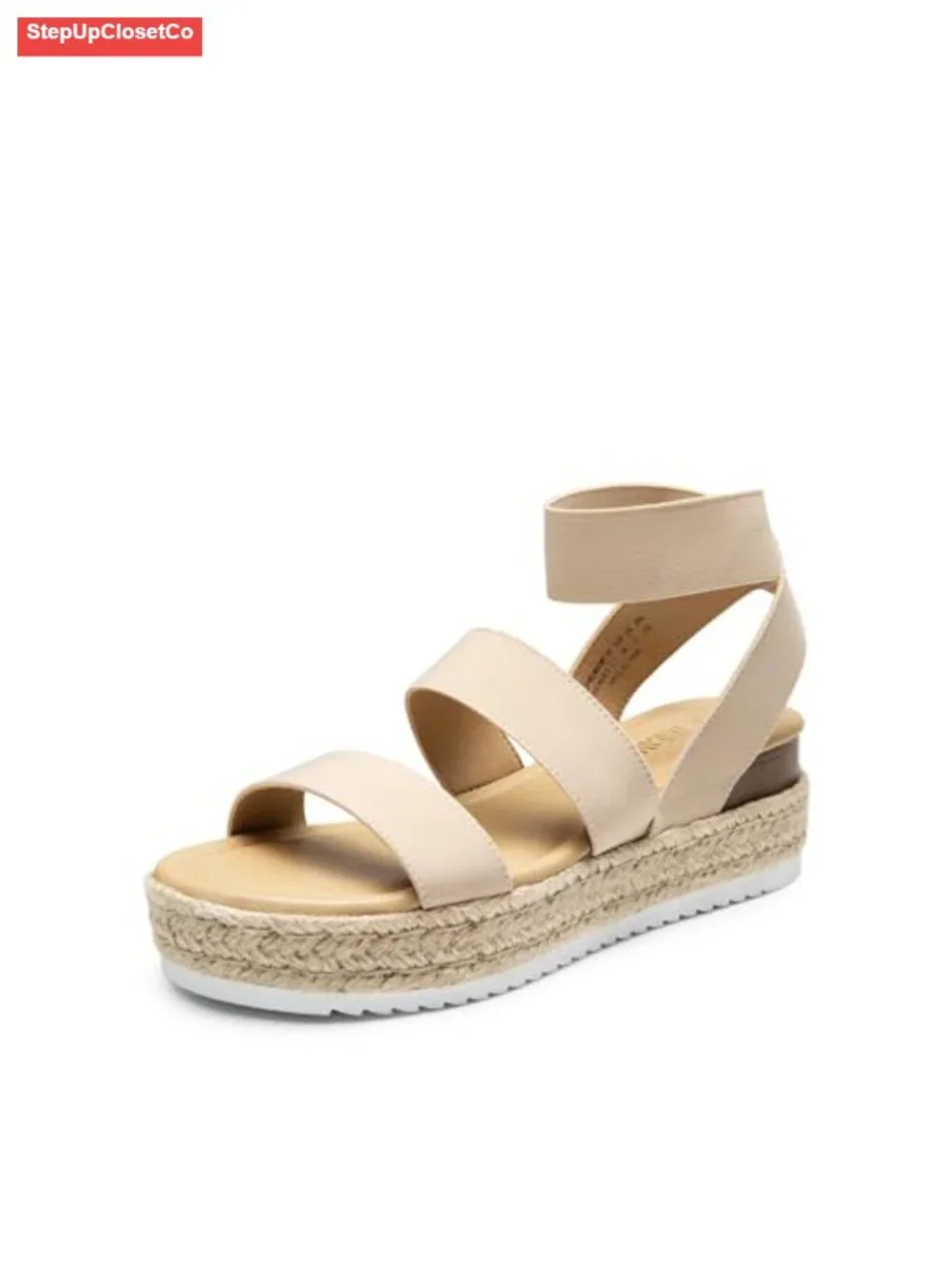 Strappy Espadrille Platform Wedge Sandals with Stretchy Straps